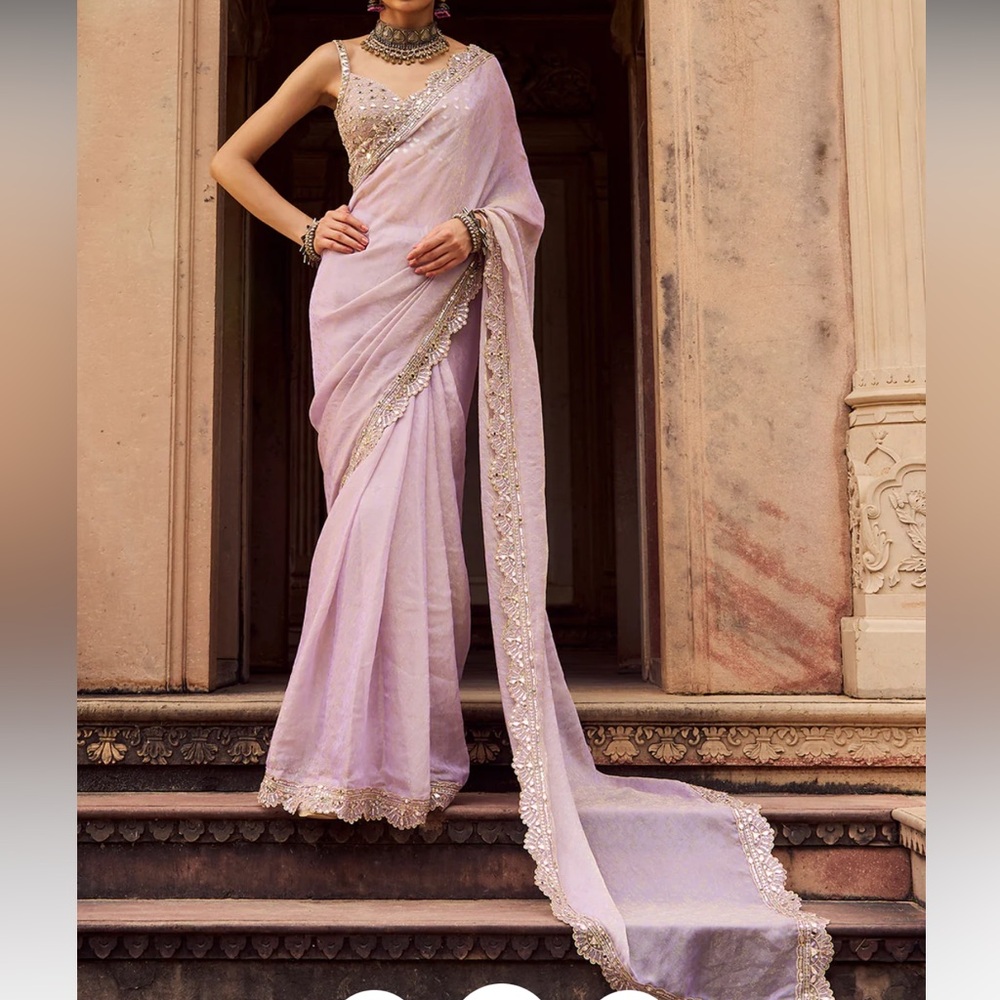 Dusty lilac embroidered saree